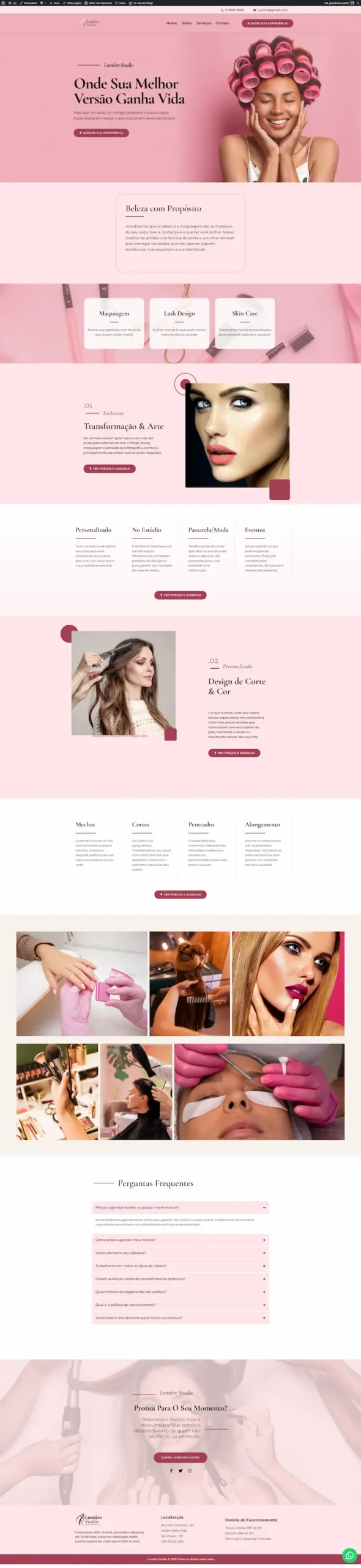 landing page lumiere studio